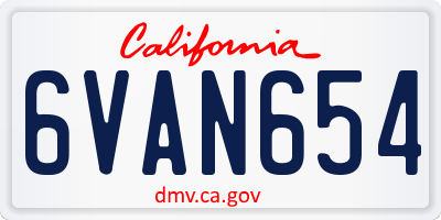 CA license plate 6VAN654