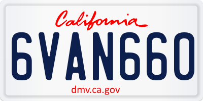 CA license plate 6VAN660