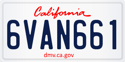 CA license plate 6VAN661