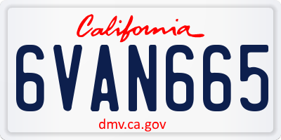 CA license plate 6VAN665