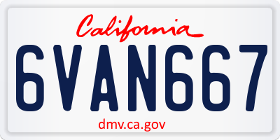 CA license plate 6VAN667