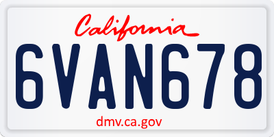 CA license plate 6VAN678