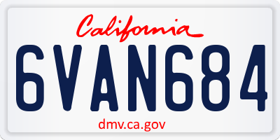 CA license plate 6VAN684