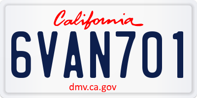 CA license plate 6VAN701
