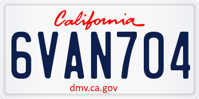 CA license plate 6VAN704