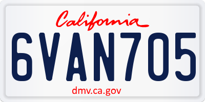 CA license plate 6VAN705