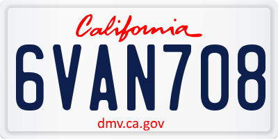 CA license plate 6VAN708