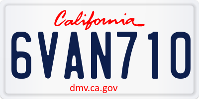 CA license plate 6VAN710