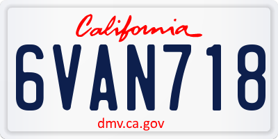 CA license plate 6VAN718