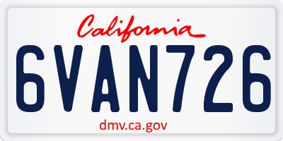 CA license plate 6VAN726