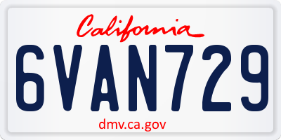 CA license plate 6VAN729