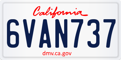 CA license plate 6VAN737