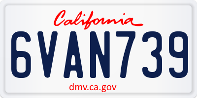 CA license plate 6VAN739