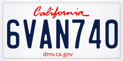 CA license plate 6VAN740