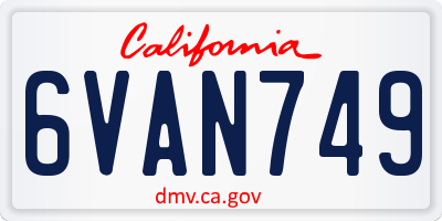 CA license plate 6VAN749