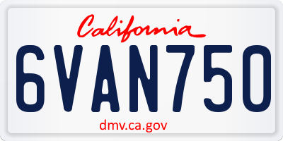 CA license plate 6VAN750