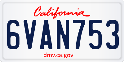 CA license plate 6VAN753