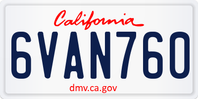CA license plate 6VAN760