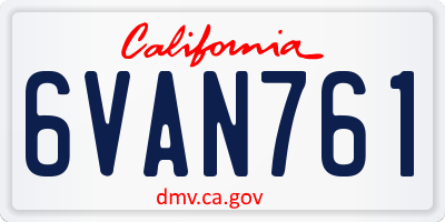 CA license plate 6VAN761