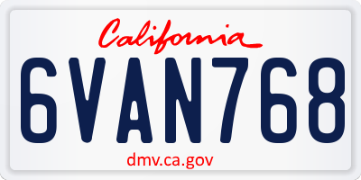 CA license plate 6VAN768