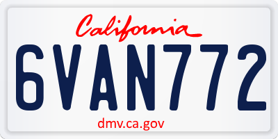 CA license plate 6VAN772