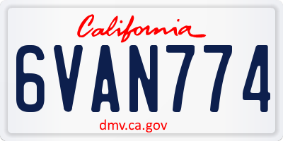 CA license plate 6VAN774