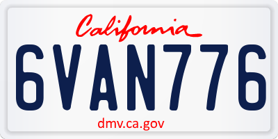 CA license plate 6VAN776