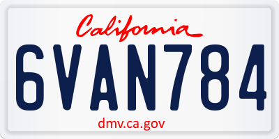 CA license plate 6VAN784