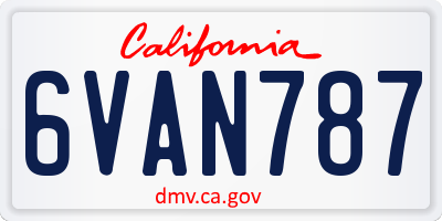 CA license plate 6VAN787