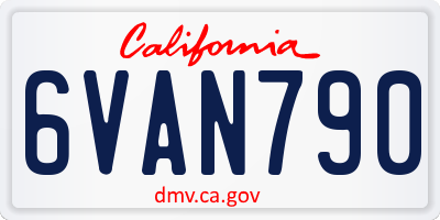 CA license plate 6VAN790