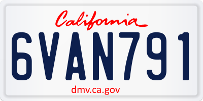 CA license plate 6VAN791