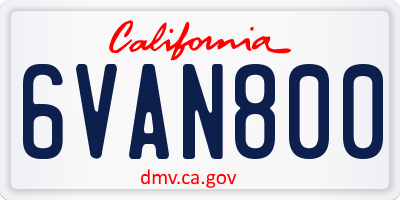 CA license plate 6VAN800