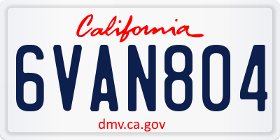 CA license plate 6VAN804