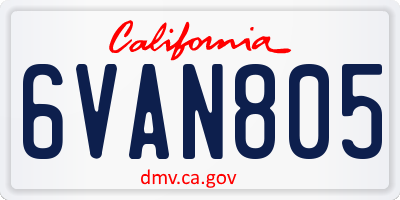 CA license plate 6VAN805