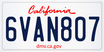 CA license plate 6VAN807