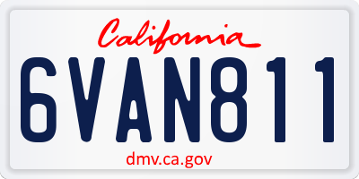 CA license plate 6VAN811