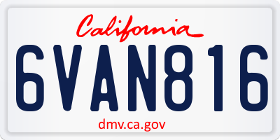 CA license plate 6VAN816