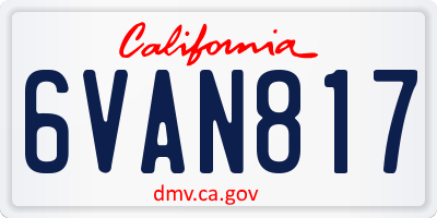 CA license plate 6VAN817