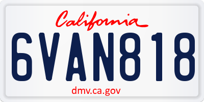 CA license plate 6VAN818