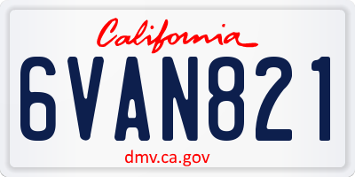 CA license plate 6VAN821