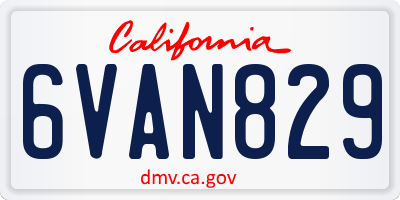 CA license plate 6VAN829
