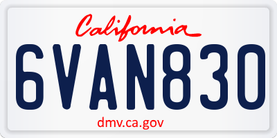 CA license plate 6VAN830