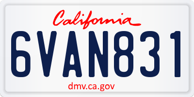CA license plate 6VAN831