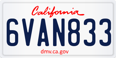 CA license plate 6VAN833