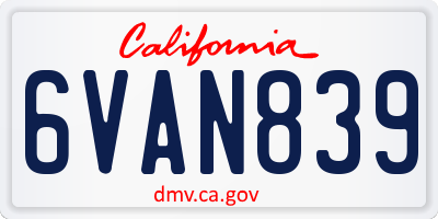 CA license plate 6VAN839