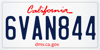 CA license plate 6VAN844