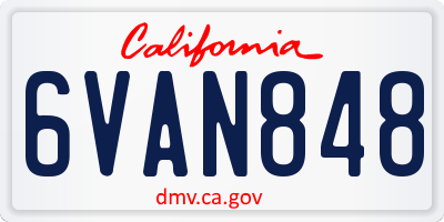 CA license plate 6VAN848