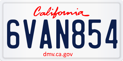 CA license plate 6VAN854