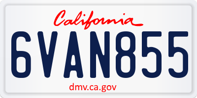 CA license plate 6VAN855