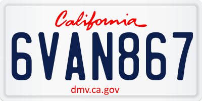CA license plate 6VAN867